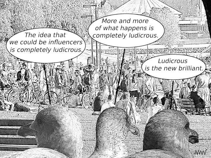 Cartoon
                                                          showing
                                                          seagulls
                                                          discussing how
                                                          silly a wire
                                                          it is for
                                                          seagulls to be
                                                          the nature
                                                          influencers