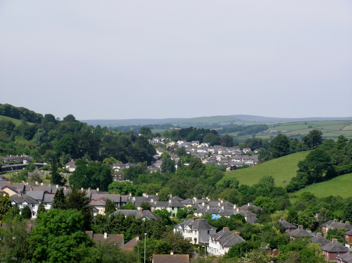 Photo of typical
          UK suburban landscape with fields in background