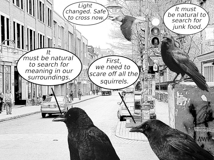Cartoon
                                                          of ravens
                                                          wondering if
                                                          it is safe to
                                                          cross the
                                                          street